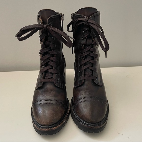 Thursday Boot Company Rebel Heeled Lace Up Combat Boots Coffee Black Size 6 - Picture 4 of 9